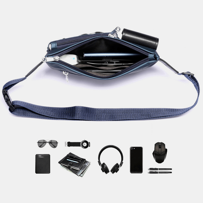 Men Oxford Multifunction Waterproof Headphone Hole Design Chest Bag Waist Bag Casual Fashion 6.5 Inch Phone Bag Crossbody Bags - MRSLM