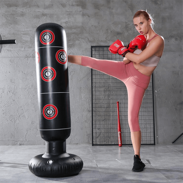 150/160CM PVC Inflatable Boxing Target Punching Bag Standing Gym Fitness Training Tool - MRSLM