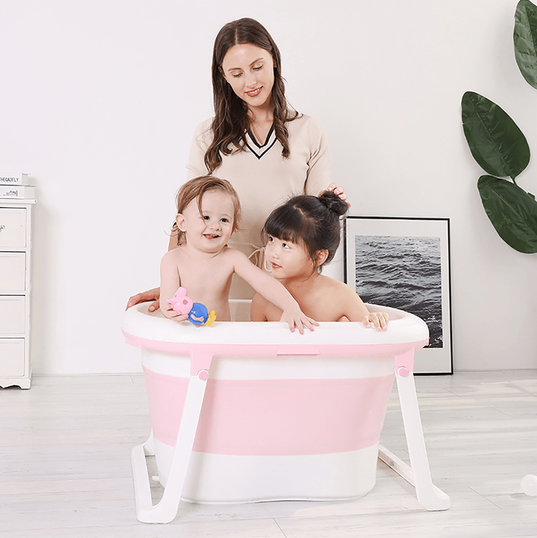Foldable Baby Bath Tub Swimming Pool Plastic Children Bath Bucket Folding Large Bathtub - MRSLM