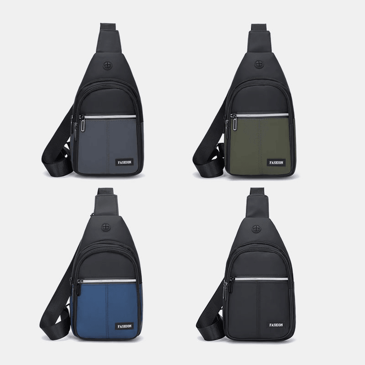 Men Waterproof Wear-Resistant Chest Bag Casual Oxford Headphones Hole Crossbody Bags Shoulder Bag - MRSLM