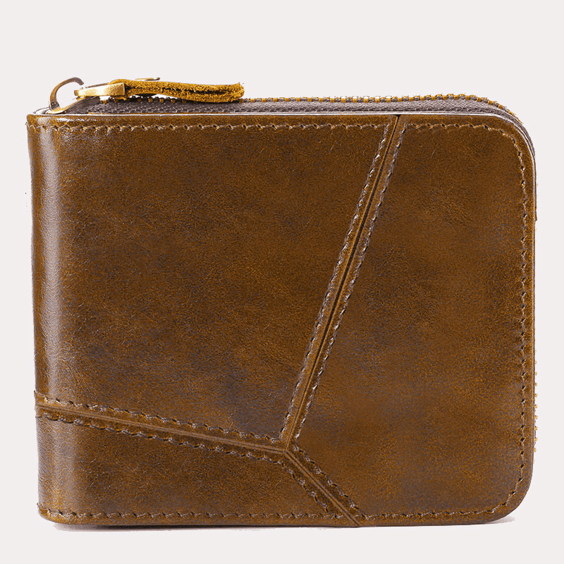 Ekphero Men Genuine Leather Zipper around Wallet Card Holder Coin Bag - MRSLM