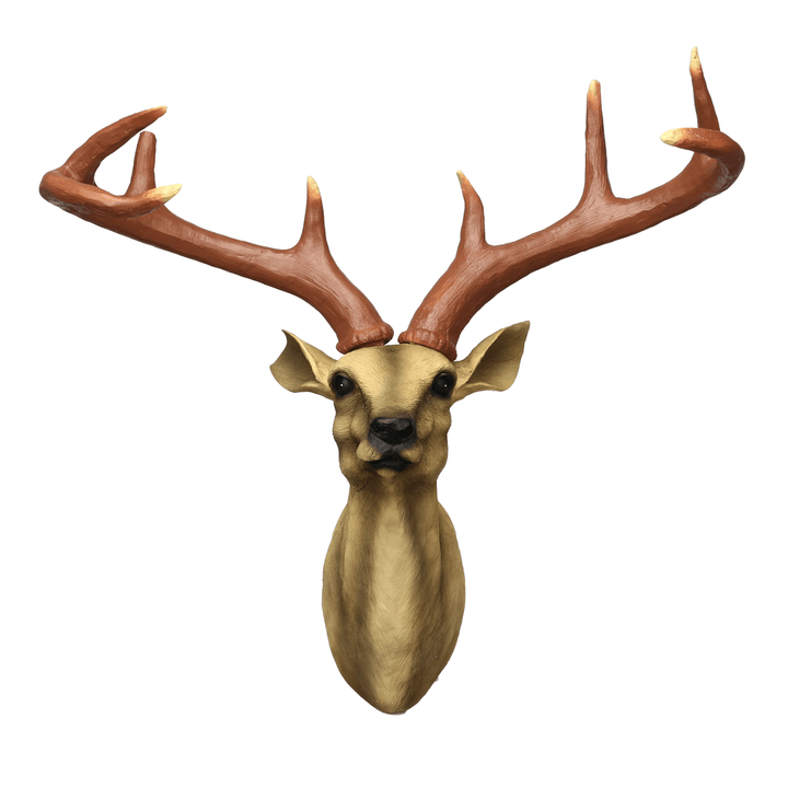 Wall Mounted Resin Stag Deer Antlers Head Animal Art Hanging Sculpture Decorations - MRSLM