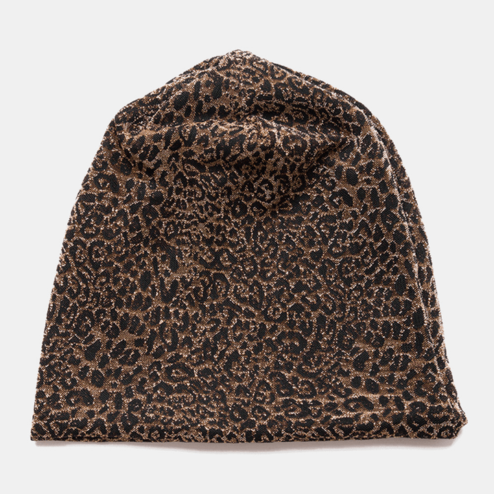 Women Leopard Pattern Elastic Baotou Hat Summer Autumn Outdoor Sunshade Breathable Adjustable Skull Hat Beanie Hat - MRSLM