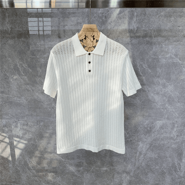 Handsome High-End Knitted Short-Sleeved Polo Shirt - MRSLM