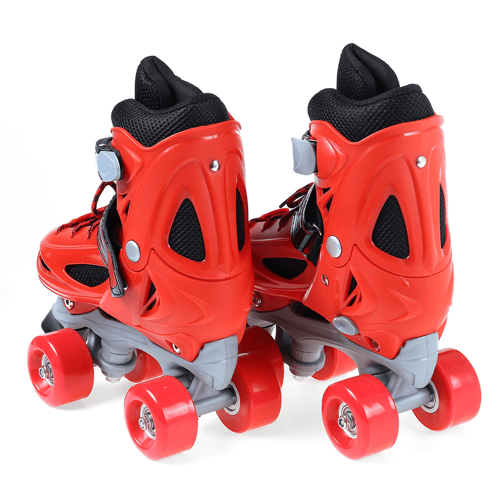 Kids Adjustable Roller Skates Double Line Skates for Children Two Line Skating Shoes with PVC 4 Wheels - MRSLM