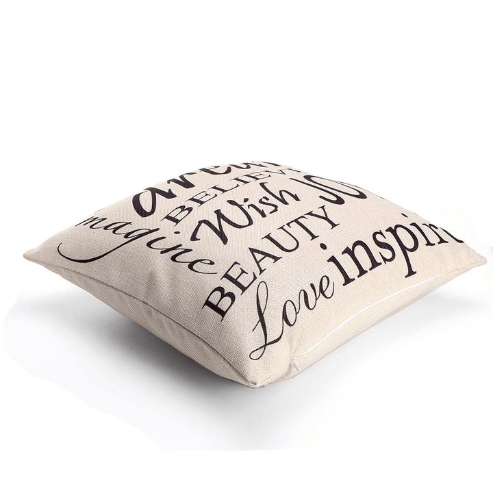 Square English Letter Cotton Linen Pillow Case Throw Cushion Cover Home Decor - MRSLM