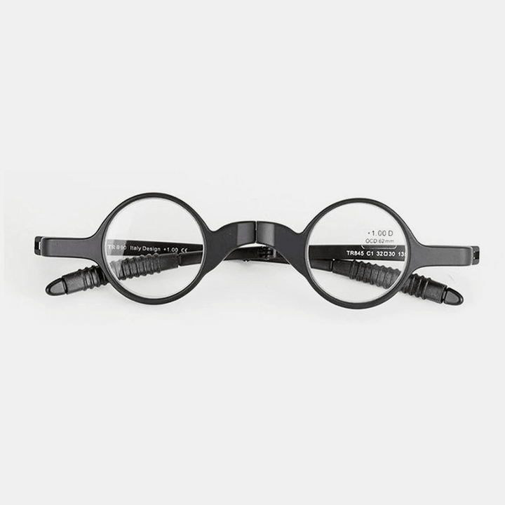 Men round Super Light Foldable Radiation Protection Full Frame Reading Glasses Distance Glasses with Zipper Bag - MRSLM