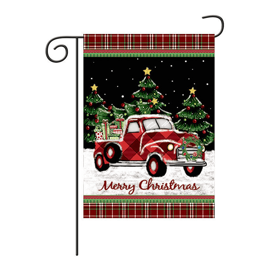 Merry Christmas Decorations Red Truck with Gifts Double Sided Winter Garden Flag - MRSLM