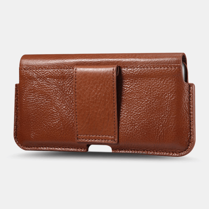 Men Multi-Size Design Waist Bag Genuine Leather Large Capacity Belt Bag Phone Bag - MRSLM