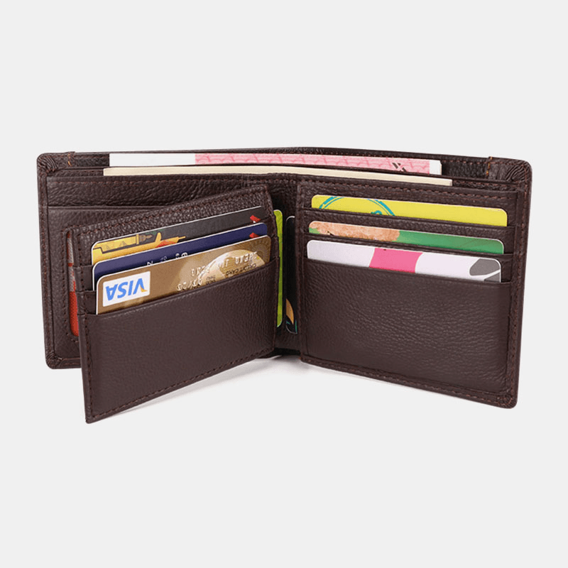 Men RFID Genuine Leather Multi-Card Slots Money Clip Wallet - MRSLM