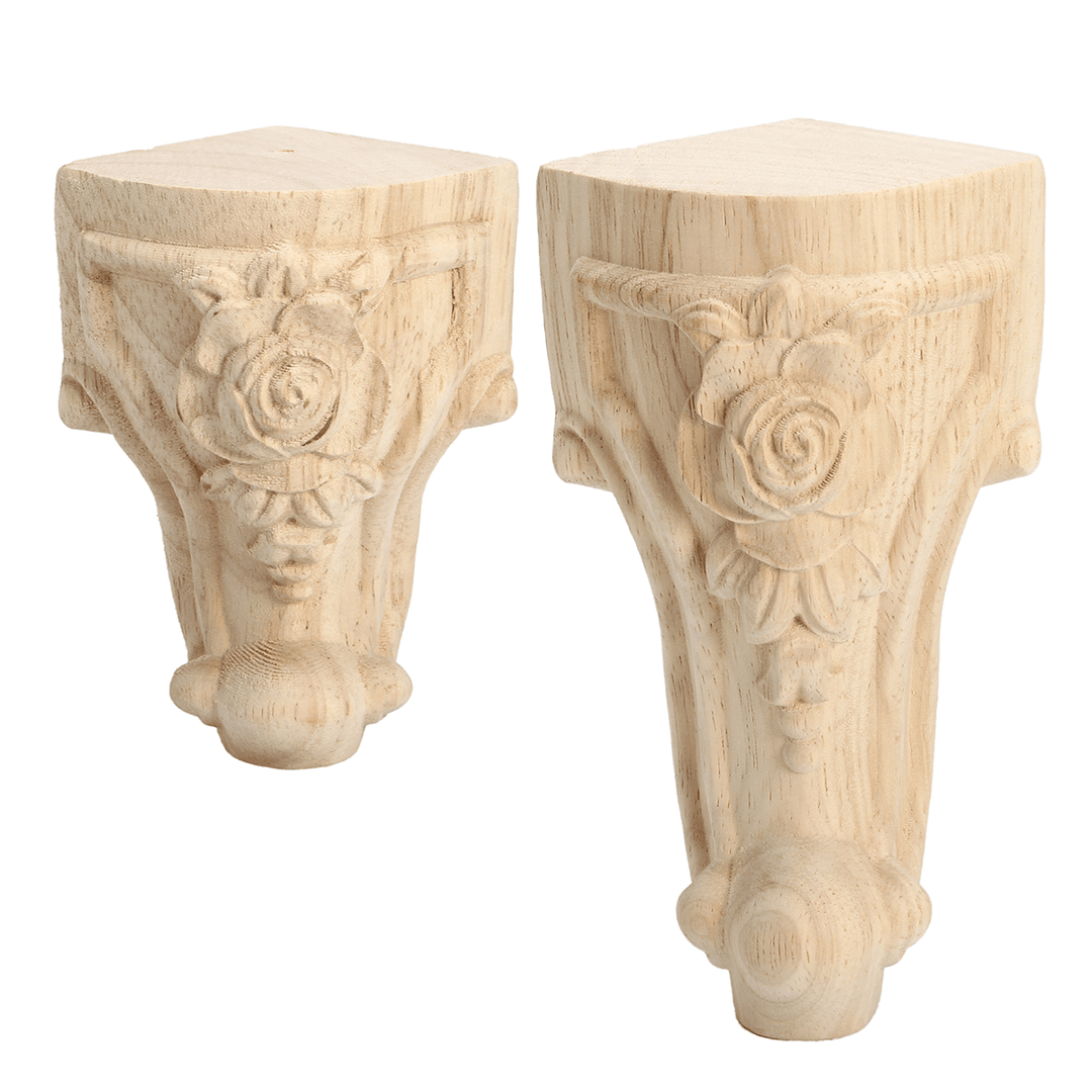 4Pcs Solid Wood Carved Furniture Foot Leg Support TV Cabinet Couch Sofa European Style - MRSLM