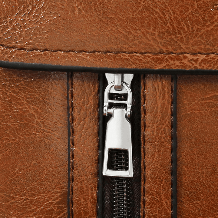 Men PU Leather Anti-Theft Shoulder Large Capacity Retro 6.3 Inch Phone Bag Crossbody Bags - MRSLM