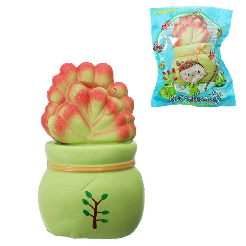 Vlampo Licensed Slow Rising Squishy Potted Succulents Lucky Plant Home Decoration Stress Release Toy 14Cm - MRSLM