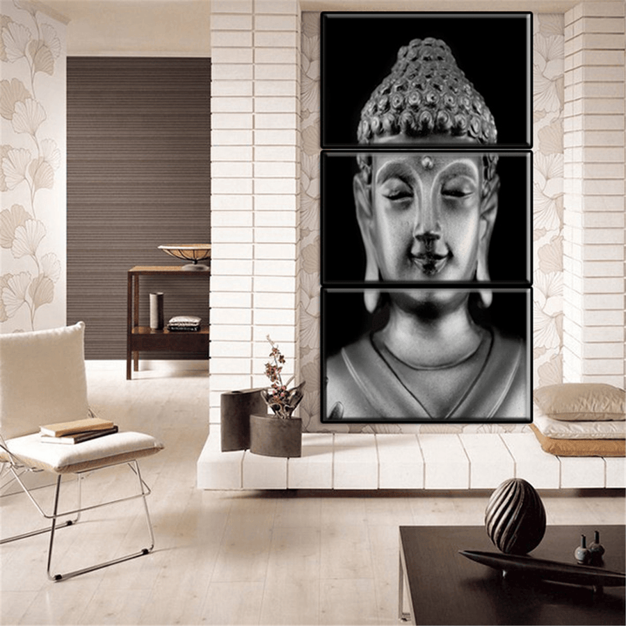 3 Panel Statue Meditation Painting Print on Home Decor Room Wall Sticker - MRSLM