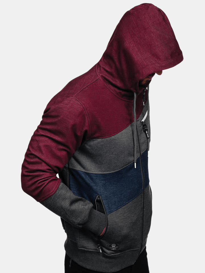 Men'S Sports and Fitness Leisure Jacquard Cardigan Hooded Jacket Hoodies Sweatshirts - MRSLM