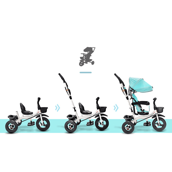 3 in 1 Baby Stroller Pushchair 3 Wheels Kids Tricycle Children Balance Bike 94-105Cm Handle Adjustable for 6-36 Months Children - MRSLM