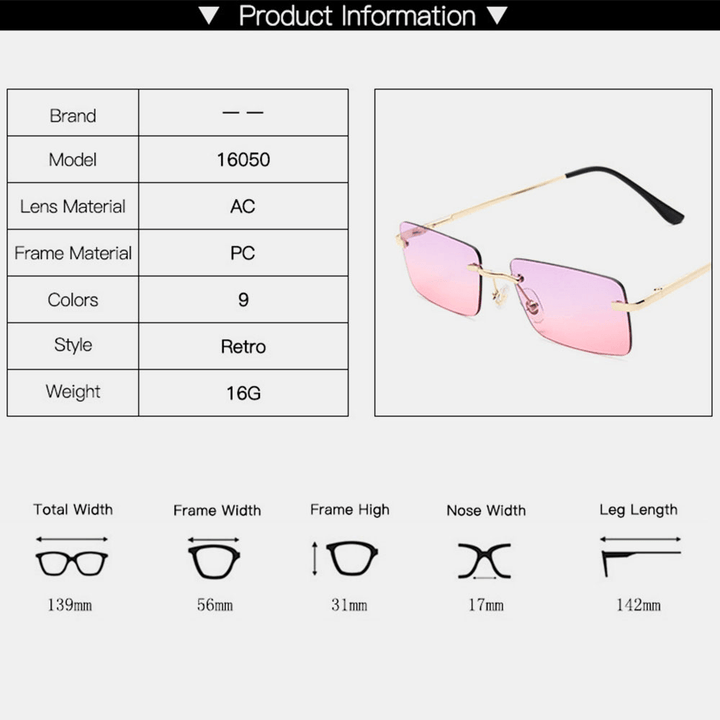 Women Retro Multi-Color Framelss Small Square Fashion Personality UV Protection Sunglasses - MRSLM