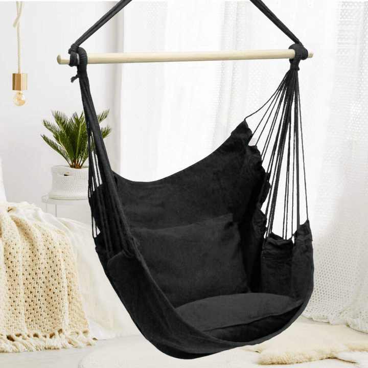 Portable Hanging Hammock Chair Swing Seat Home Garden Outdoor Camping Pillows - MRSLM