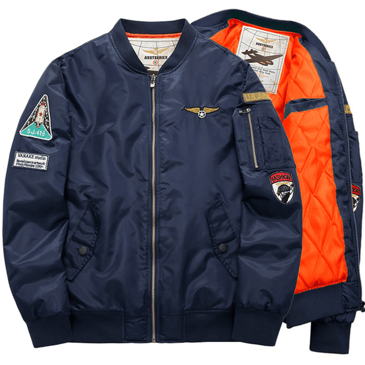 Mens Winter Fashion Bomber Jacket Thick Warm Flight Jacket - MRSLM