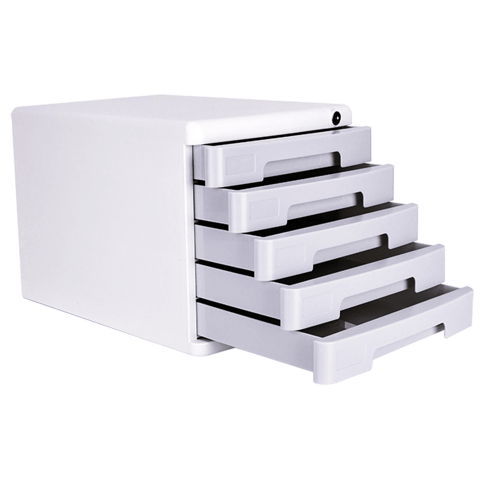 Deli 9779 Plastic File Cabinets with Lock Five Layers Large Capacity Storage File Holder Business Office Documents Storage Supplies - MRSLM
