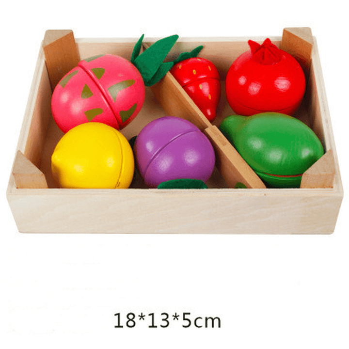 Wooden Children'S Educational Early Education Toys Simulation Fruits Cut to See Vegetables - MRSLM