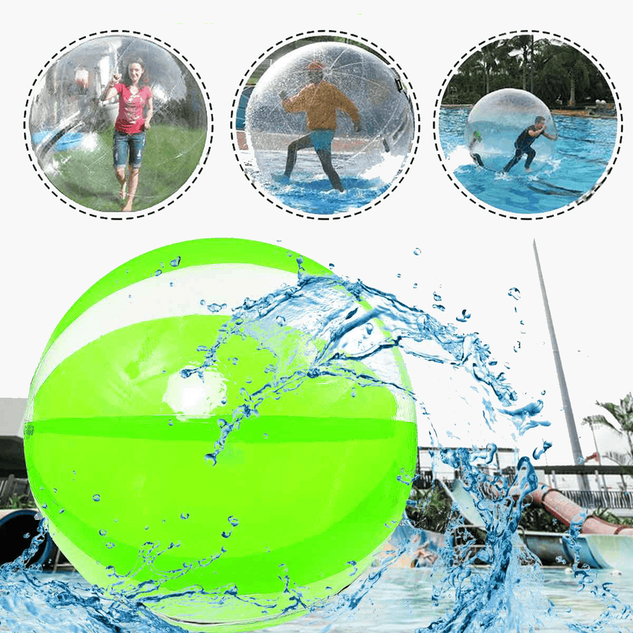 2M/6.6Ft Inflatable Float PVC Ball Soft Water Walking Ball with Zipper Swimming Pool Rolling Dance Ball Water Play Toys Kids Adult Green for Outdoor Water Sports Maxload 150KG - MRSLM