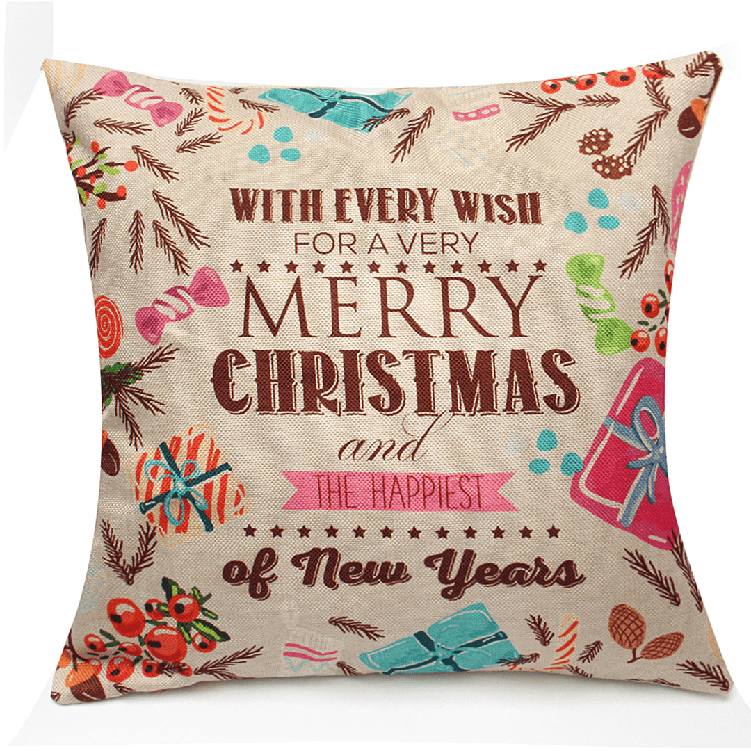 18"X18"Christmas LED Lights Linen Pillow Case Cushion Cover Sofa Case Home Decor - MRSLM