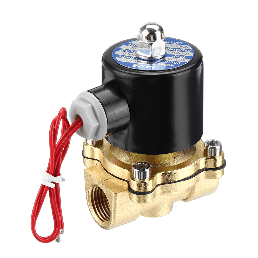 LAIZE DN15 NPT 1/2 Inch Brass Electric Solenoid Valve AC 220V/DC 12V/DC 24V Normally Closed Water Air Fuels Valve - MRSLM