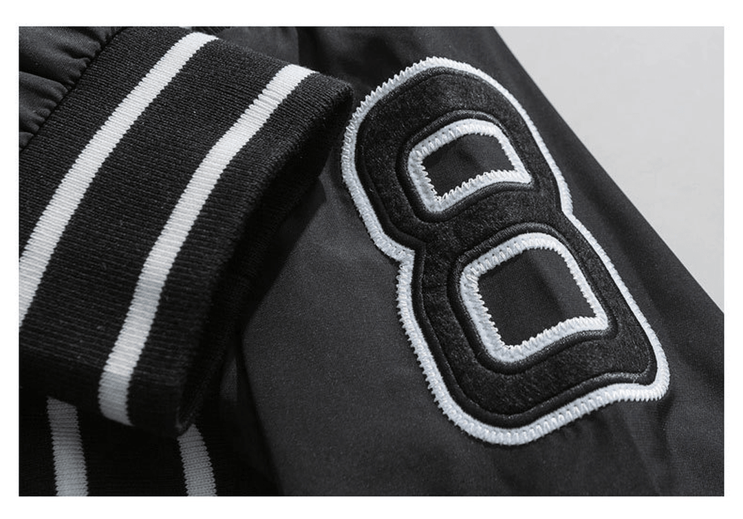 Retro Color Block Embroidery Baseball Uniform Jacket Men - MRSLM