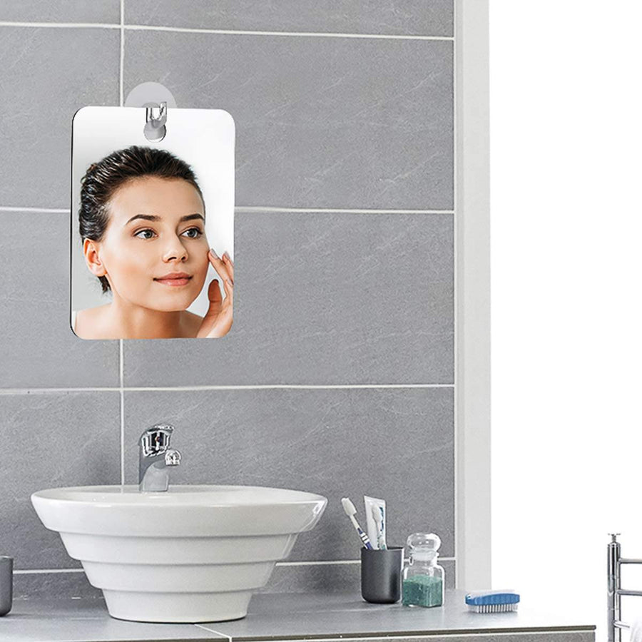 Anti Fog Shower Mirrors Bathroom Fogless Fog Free Mirror Washroom Travel For Man Shaving Mirror 13*17cm - MRSLM