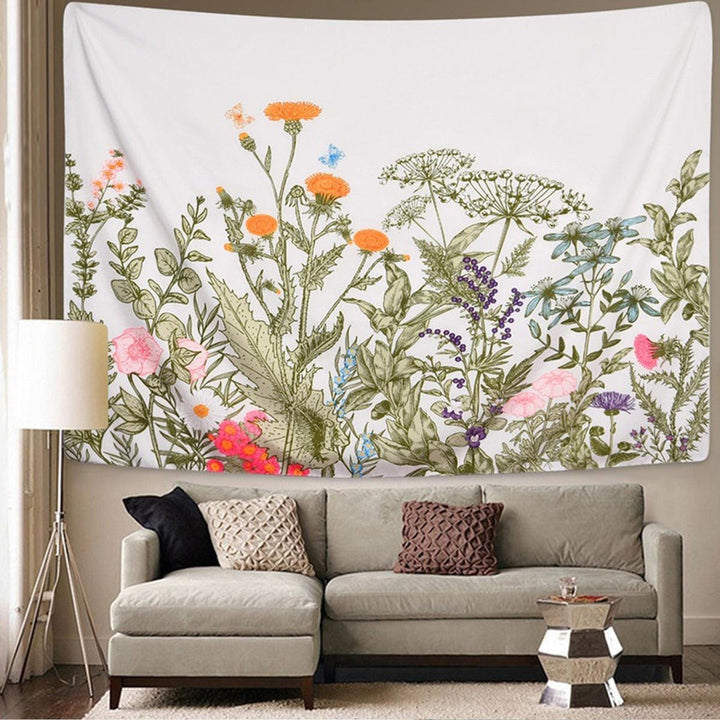 Floral Tapestry Wall Hanging Background Wall Cloth Fabric Decoration Living Room Bedroom Office Tapestry - MRSLM