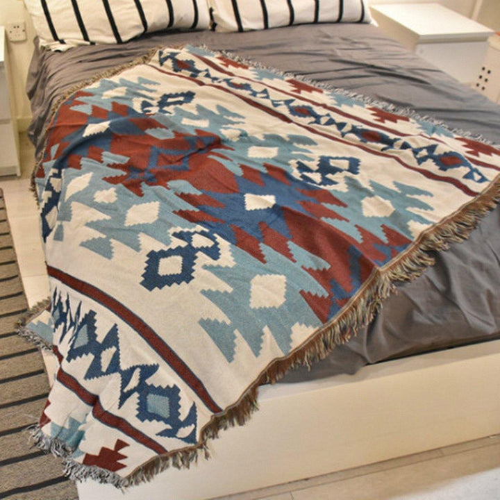 Retro Navajo American-Style Geometric Popcap Upholstery Leisure Carpet Air Conditioning Sofa Blankets (1) - MRSLM