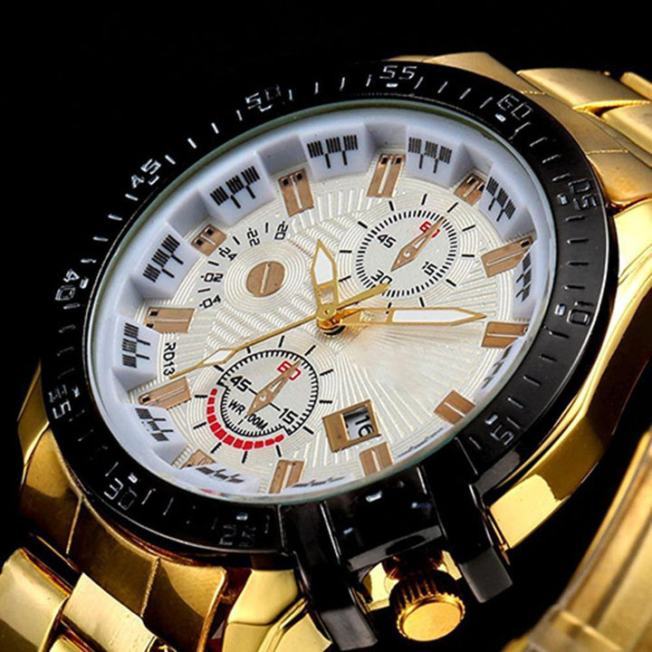Men's Fashion Sport Stainless Steel Quartz Analog Wrist Watch Roman Numerals - MRSLM