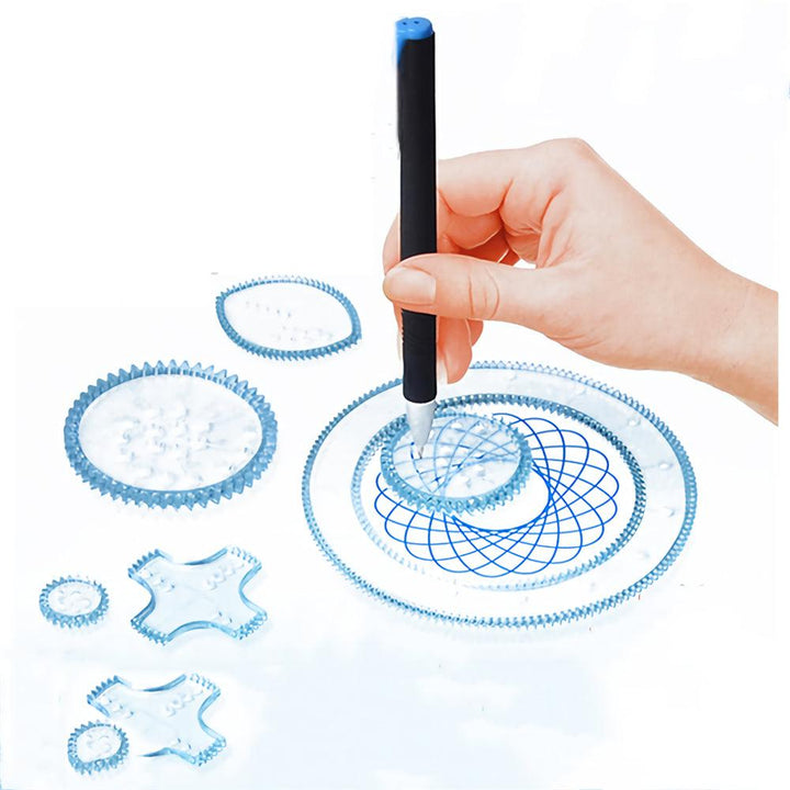 Painting Puzzle Spirograph Geometric Ruler Set Multi-function Drafting Tools Students Drawing Toys Children Learning Art Tool (A) - MRSLM