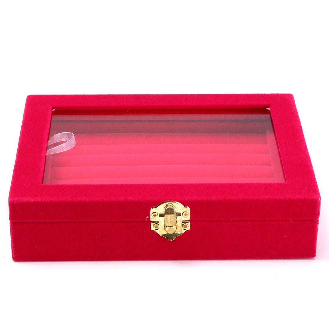 Jewelry Velvet Wood Ring Display Organizer Case Tray Holder Earring Storage Box - MRSLM