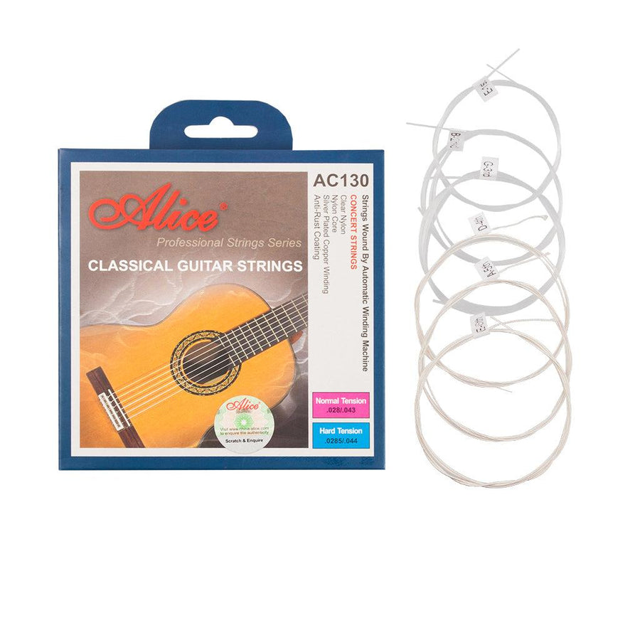 Alices AC130-H 6pcs/set Nylon Classical Guitar Strings (.0285-.044) Hard Tension - MRSLM