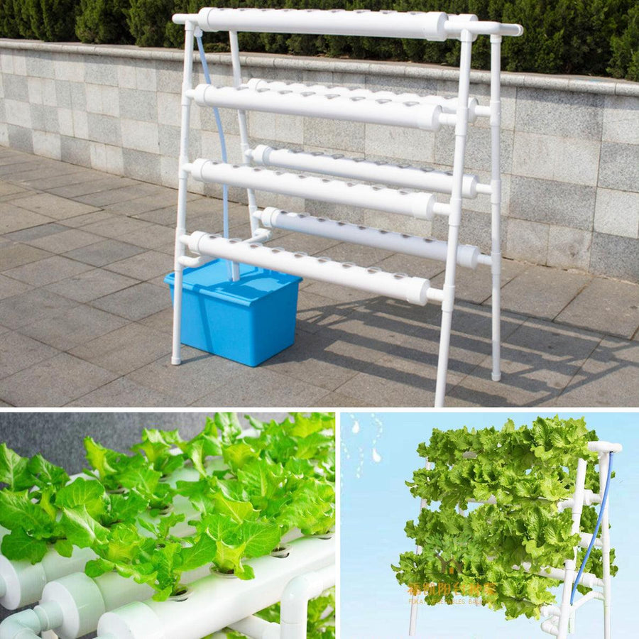 4 Layer 72 Holes Vertical Hydroponic Piping Site Grow Kit DWC Deep Water Culture Vegetable Planting System - MRSLM