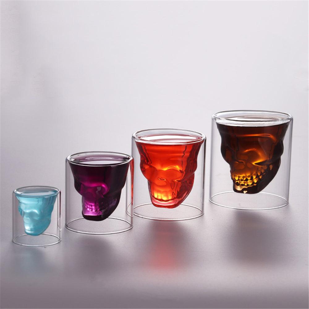 1Pcs Double Glass Skull Cup 75/150/250ml Transparent Milk Tea Coffee Water Mug Drinks Glass Reusable Tool Bar Accessories - MRSLM