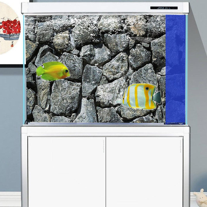Rock Stone Adhesive Poster Underwater Aquarium Fish Tank Background Sticker Home Office Decor - MRSLM
