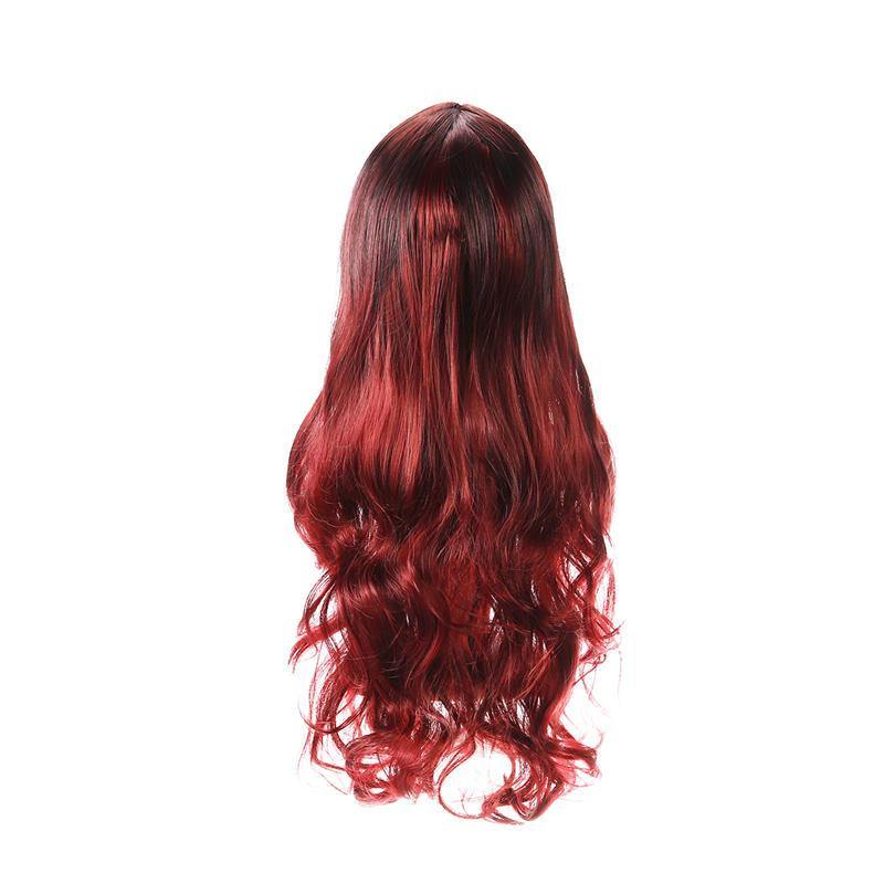 26'' Women Ombre Black Red Full Wig Ladies Long Curly Wavy Wig Hair Cosplay - MRSLM