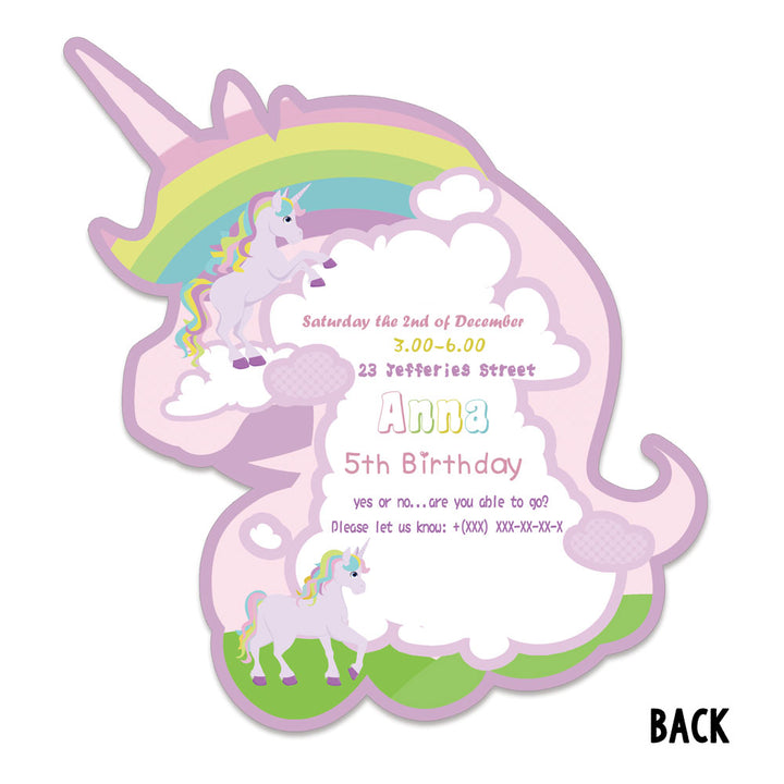 Rainbow Unicorn Invitation Cards Set