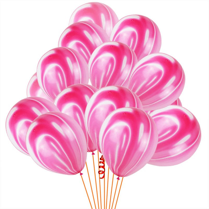Hot Pink Marble Printed Party Balloons 10 pcs Set
