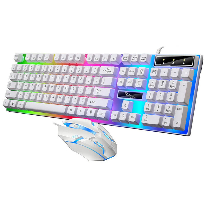 G21B 104 Keys USB Wired Gaming Keyboard Mouse Set Rainbow LED Rainbow Color Backlight for PC Laptop Slim Xbox Computer Desktop Notebook - MRSLM