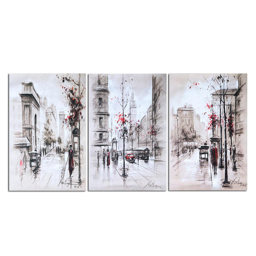 3Pcs City Road Canvas Print Paintings Wall Decorative Print Art Pictures Frameless Wall Hanging Decorations for Home Office - MRSLM