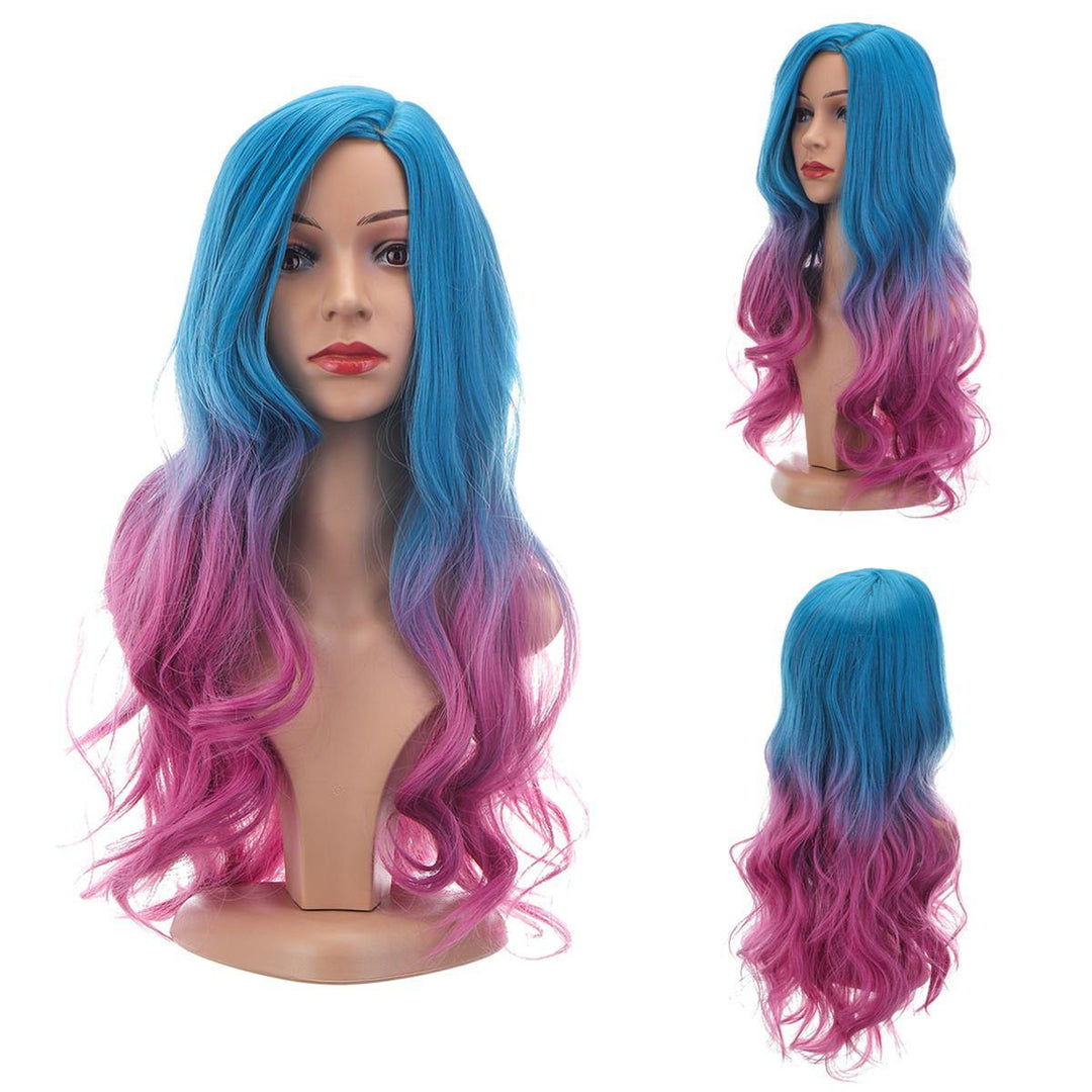 Natural Dark Roots Women Wig Full Wavy Hair Extensions Heat Resistant Synthetic Colorful - MRSLM