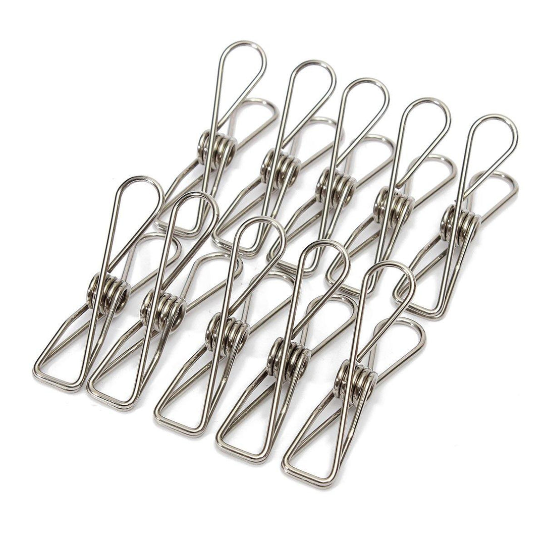 10Pcs Stainless Steel Clothes Pegs Hanging Pin Laundry Windproof Clips Home Clamps Clothespins - MRSLM