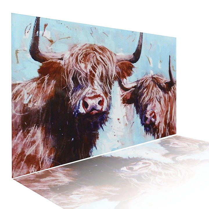 1 Piece Highland Cow Canvas Print Painting Wall Decorative Print Art Pictures Frameless Wall Hanging Decorations for Home Office - MRSLM