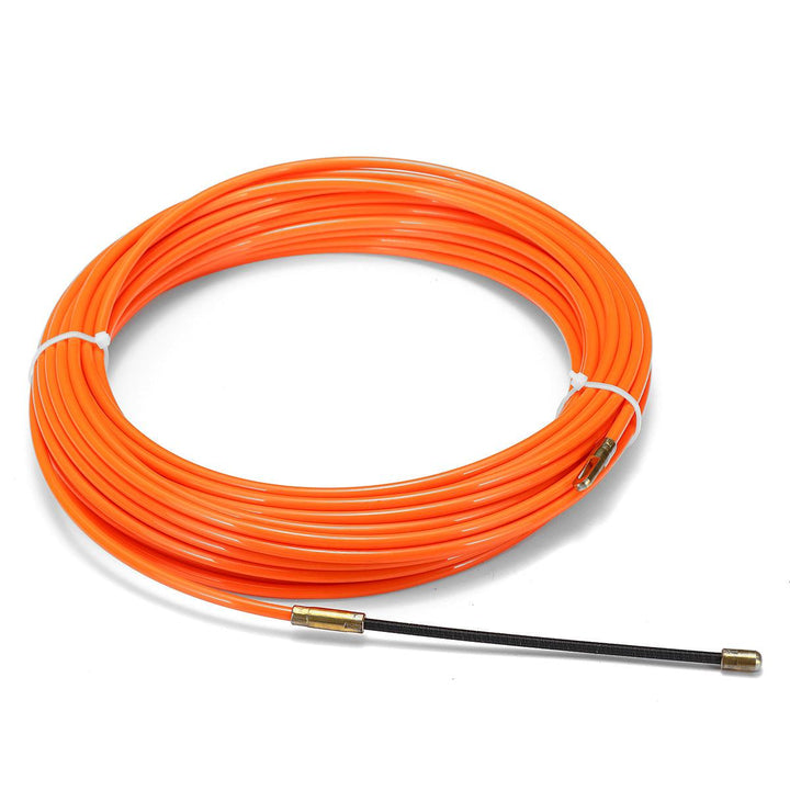 Cable Push Puller Reel Conduit Nylon Snake Fish Tape Wire Orange 4mm 15m - MRSLM