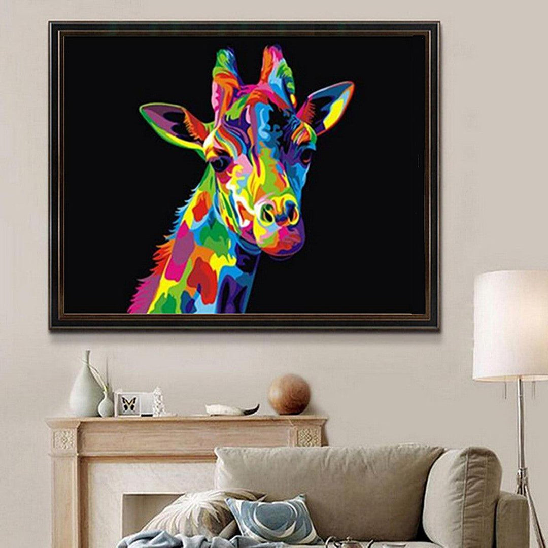 Oil Painting By Number Kit Colorful Giraffe Painting DIY Acrylic Pigment Painting By Numbers Set Hand Craft Art Supplies - MRSLM