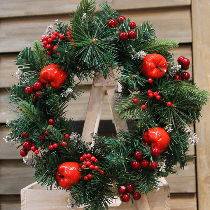 30cm Wall Hanging Christmas Wreath Handmade Front Door Hanging Pendant Garland Home Decorations Supplies - MRSLM